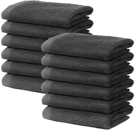 12 Stück Seiftücher 30x30 cm | Kleine Handtücher Set | Frottee Weich & Flauschig | 100% Baumwolle | Mini Frottier Washlappen Seiflappen | 500 g/m² | Oeko-Tex | Ôhm | Dunkelgrau