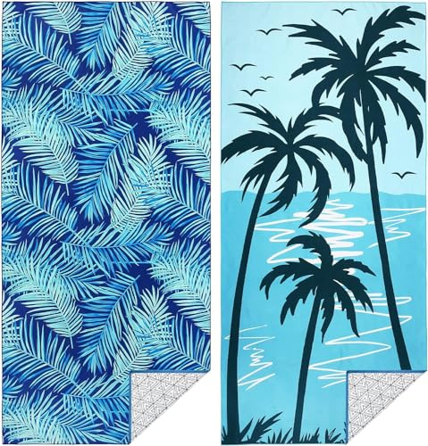 Strandtuch Microfaser Badetuch Groß 2 Set Strand xxl Strandhandtuch Schnelltrocknend Zubehör Strandtücher Beach Towel Schnelltrocknendes Strandlaken Mikrofaser Strandzubehör Strandutensilien