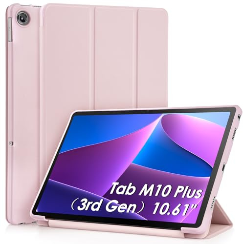 WD&CD Hülle kompatibel mit Lenovo Tab M10 Plus 3rd Gen 10.61 Zoll, Schutzhülle Ultradünne PU Leder kompatibel mit Tab M10 Plus 3rd Gen 10.61“ mit Standfunktion und Auto Schlaf/Wach Pink