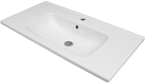 KAREN banyo Waschbecken Star 65 | Keramik | Einbauwaschtisch mit Hahnloch | Waschbecken Gästewaschbecken Handwaschbecken Badezimmer WC
