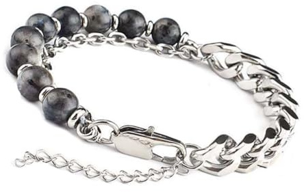 Unique Gems Buddha massives Stainless Steel Armband Obsidian 8mm Energiearmband Herren hypoallergen Juweliers Qualität