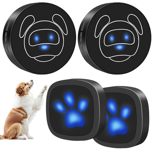 Campanello per Cani Whimsii, Campanello Wireless per Uscire, Pulsanti Impermeabili IP55, 55 Melodie, 4 Livelli di Volume e Portata di 950 Piedi (Nero, 2 ricevitori 2 trasmettitori)
