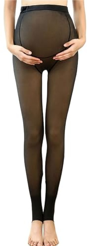 Genérico Medias de Maternidad Medias con Forro Polar for Mujer Medias translúcidas cálidas de Talle Alto for Invierno(Lint-Free)