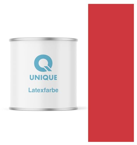 Q UNIQUE Latexfarbe 2L (ca.14m2) Feuerrot Innenfarbe Wandfarbe Deckenfarbe Klasse 3 Mattfarbe Scheuerfest Hohe Deckkraft