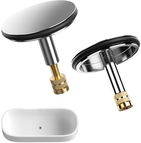 1 tappo per vasca da bagno da 43 mm, tappo universale con asta di sollevamento regolabile, tappo per vasca da bagno, tappo per vasca da bagno in ottone per scarichi, lavandini, vasca da bagno