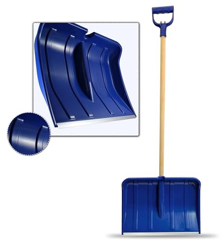 Schneeschaufel 140 cm mit Aluminium-Blatt – 49 cm breit, robuste Schneeschippe für Winterdienst, leicht & ergonomischer Schneeschieber