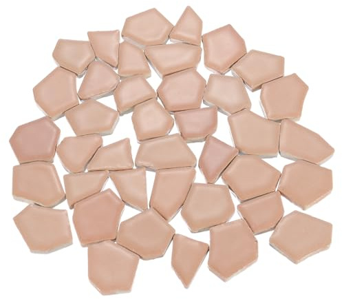 QUARKZMAN 500g/1.1LB Carreaux Mosaïque Céramique Irréguliers, 2.3-4.2 cm Pièces Mosaïque Céramique Teintée Vrac Kits Pour Projets D'Artisanat DIY ornementation D'Intérieur, Beige Rose