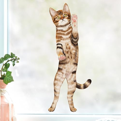 Wandtattoo Loft Fensterbild stehende Katze wiederverwendbar, A2 Bogen, Fensteraufkleberl, Selbstklebende Fenstersticker, Abziehbilder, Fensterdeko,