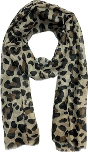 Jeamis XL Leopard Seide Fashion Frühling Schals Sommer Herbst Halstuch Übergangsschal Farbverlauf Stola Tuch Silk Leo