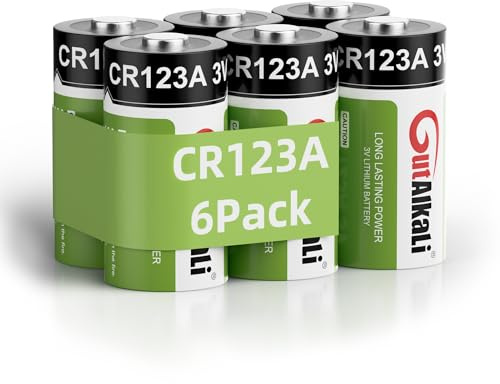 GutAlkaLi CR123A 3V Lithium Batterie, 6 Stück, 1500mAh, Einwegbatterie