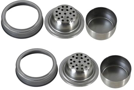 LOLIPPYY 2pcs Stainless Steel Mason Jar Lids for Spice Shaker, Reusable Wide Mouth Mason Jar Shaker Covers, Easy to Use Kitchen Spice Storage Accessories