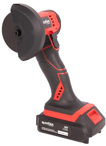 Cofan Mini amoladora a batería | Potencia: 20 V | Adecuada para discos de 76 mm | 19.500 rpm | Empuñadura de 3 posiciones | Compacta y ligera | Batería y cargador incluidos