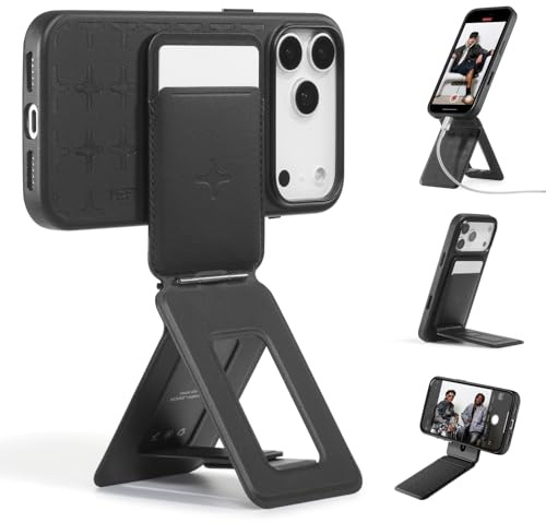 MOFT x Tombogo, Phone Tripod Stand & Wallet, NFC Card Holder, Hold 2-Card | | Mulit-Angles | Portable l MOVAS Leather | Magsafe Compatible | Easy to Charge | Travel Essential | For Content Creators