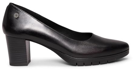 miMaO Zapatos cómodos de tacón Medio con Plataforma en Piel Negro, EU 39