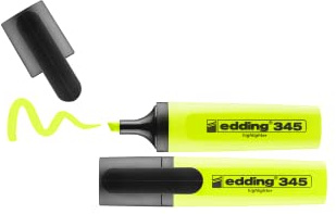 edding 345 Textmarker - gelb - 2 Textmarker - Keilspitze 2-5 mm - ideal für leuchtende Markierungen und Hervorhebung von Textpassagen und Notizen