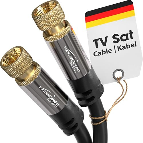 KabelDirekt – SAT Kabel, Koaxialkabel – Internet, Satellitenkabel – TV Kabel/Fernsehkabel mit F-Stecker, Metallstecker – Entwickelt in Deutschland – 12,5m (Radio, DVB-T2, DVB-C, DVB-S2 – schwarz)