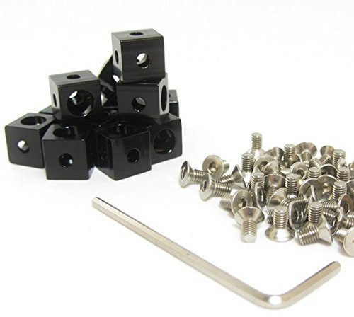 Eckwürfel für Alu-Profilsystem Makerbeam 10x10 schwarz, Set mit 12 Stück inkl. Schrauben.