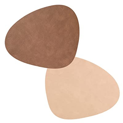 LindDNA Curve Tischset recyceltes Leder Nupo wendbar braun/Sand Größe: 37 x 44 cm, 981906