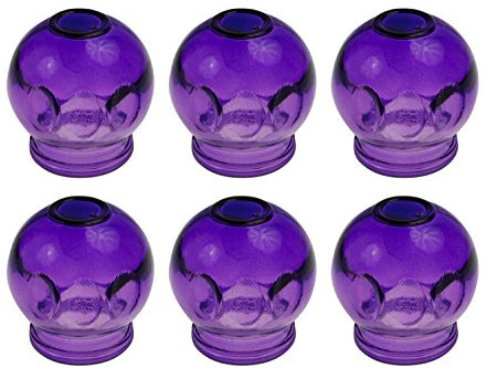 6 x Farbige Schröpfgläser aus Glas für Feuerschröpfen | Vakuum Massage | Farbe: Lila | Durchmesser: ca. 5,5 cm