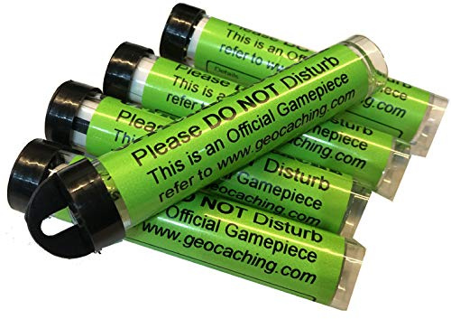 AllCachedUp FIVE Hanging Large Geocache Tube Container Logged, Labelled & Ready to Hide 10cm Long