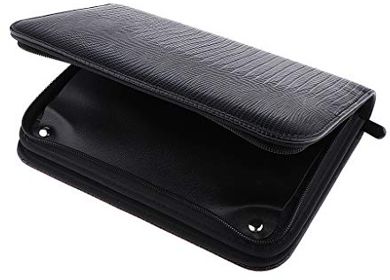 B Baosity Große Friseur Utensilien Scheren Beutel, Stylist Friseur Scherentasche Etui Werkzeugtasche Friseurtasche aus PU Leder - Schwarz