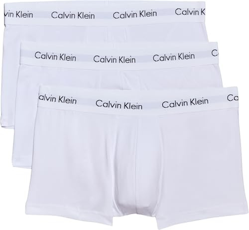 Calvin Klein Men’s 3 Pack Low Rise Trunks, White (White), XS