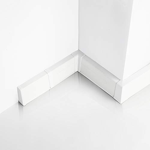 DQ-PP 40m Sockelleisten 55mm PVC Weiß Laminatleisten Fussleisten aus Kunststoff PVC Dekore Fußleisten