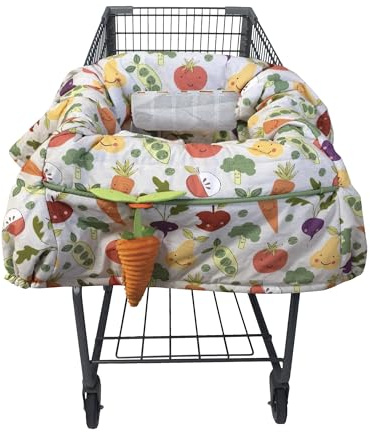 Boppy Shopping Cart Cover & High Chair Cover, Multi-Color Farmers Market, Cart Cover for Babies with Soft 360-Degree Coverage, SlideLine Toy Tether with Crinkle Leaf Toy Included, 6mo+