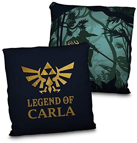 LolaPix Coussin Legend. Coussin personnalisé avec nom. Cadeau Geek personnalisé. Impression 100% Recto-Verso. Remplissage Inclus. Différentes Tailles. Legend