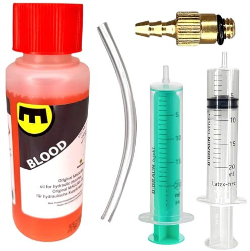 Fantic26 Magura Blood Hymec Bio Öl 100ml + F26 Service Entlüftungs Kit für Hydraulische Motorrad Kupplung Rot