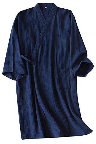 SIQITECHNO Men Kimono Robe Cotton Yukata Spa Sauna Bathrobe Sleepwear Japanese Kimono for Women Loungewear Nightgown Dressing Gown