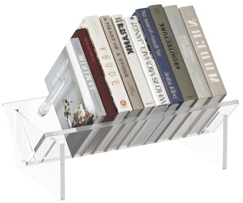 Sumerflos Acrylic Desktop Bookcase, Book Storage Organizer Bookshelves, Clear Mordern Tabletop Storage Rack for Office Home Shelf Display for Cd/Magazine/Book - Clear
