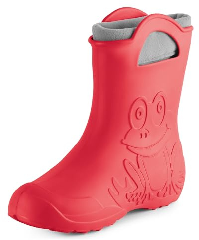 Ladeheid Bottes de pluie femme légères imperméables en mousse EVA avec doublure chaude motif grenouille semelle antidérapante poignées faciles à enfiler LA-CA-12 (Corail, 40/41 EU)