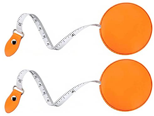 Tiardey 2PCS 60Inch/1.5M Cinta métrica retráctil para cuerpo,Cinta métrica para tela de costura corporal,Juego de cinta métrica de costura de doble cara - Naranja