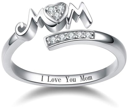 YAFEINI Mama-Ringe, 925er-Sterlingsilber, Mutter-Ringe, Mutter-Ring, Damen-Schmuck für Mama, Weihnachtsschmuck, Geschenke
