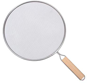 runnerequipment Frying Pan Splatter Screen - Oil Splash Guard With Wooden Hand - Anti-splash Screens Guard For Skillets, Non-Stick Pans, 1Pc Cooking Lid, About 13, 11.5, 10, 8