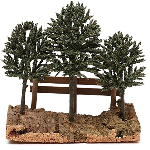 Holyart Bäume auf Felsen und Zaun, für 8 cm Krippe