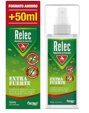 Relec Extra Fuerte Spray Antimosquitos, Repelente de Mosquitos 125ml, Eficaz Contra El Mosquito Tigre, Protección Contra las Picaduras de Mosquitos en Condiciones Extremas y Zonas Tropicales