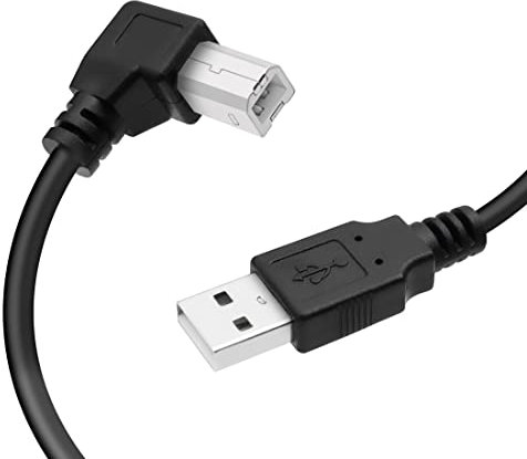 YACSEJAO USB Printer Cable 90 Degree USB 2.0 A Male to B Male Printer Scanner USB B Cable Cord with 480Mbps High Speed Printing, 1.5M (Right Angle)