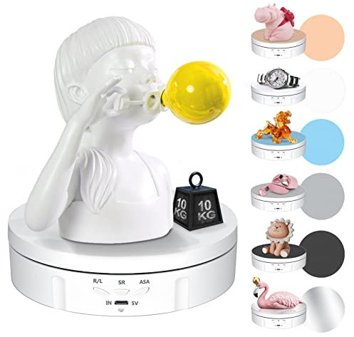 PaNt Drehteller Elektrisch 10kg 14.6cm Wiederaufladbar 3 Einstellbare Geschwindigkeiten Drehscheibe Elektrisch 360 Grad Aufnahmen Automatische Drehplattform für Schmuck Fotografie Produktanzeige