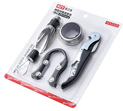 tinysiry Pinza per apri barattoli, apribottiglie per barattoli 5 in 1 per marito, padre, regalo, cavatappi a rimozione rapida, apribottiglie per vino con tappo Nero