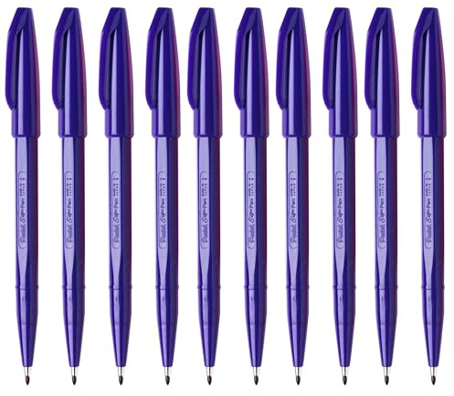 Pentel S520 Original Sign Pen Faserschreiber Fineliner, 2 mm Spitze, 1 mm Strichbreite, violette Tinte, 10 Stück
