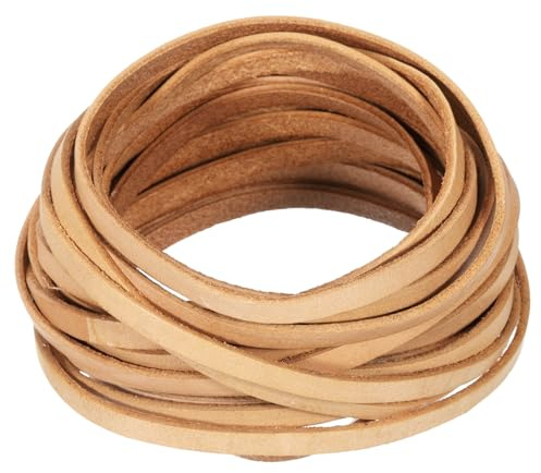 sourcing map Cordón de cuero plano de 5 mm de 5.5 yardas, tiras de cuero de 2 mm de grosor, cuerdas de cordones para manualidades, hacer pulseras, correas de bolso (marrón claro)