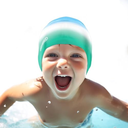 KIDVERSE Bonnet de Bain Enfant - Tissu antidérapant avec Protection UV - Piscine Fille garçon - qualité certifiée