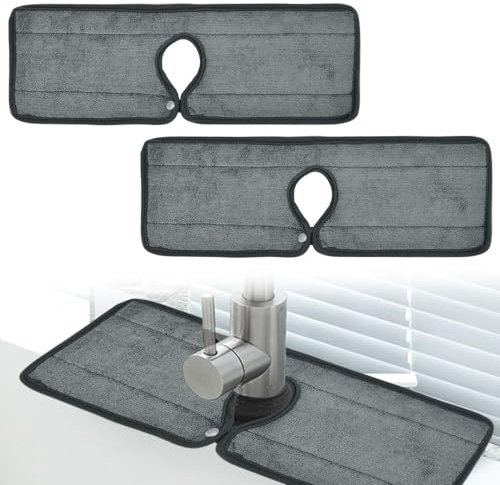 ADERTOS 2 PCS Alfombrilla Fregadero Cocina Absorbente, Tapete Grifo Cocina, Alfombrilla Absorbente para Grifo, Tapete Absorbente para Grifo, Alfombrilla Absorbente para Cocina, Baño (Gris)