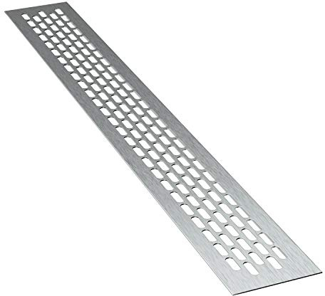 sossai® Rejillas de ventilación de aluminio - Alucratis (1 pieza) | Rectangular - dimensiones: 80 x 6 cm | Color: inox | rejilla de aire
