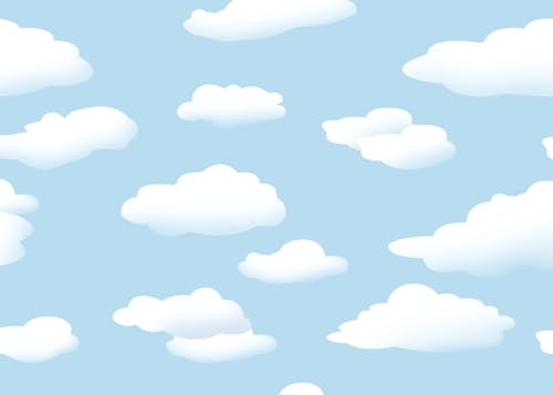 LYWYGG Telón de Fondo de Cumpleaños de Cielo Azul y Nube Blanca, Fondo de Dibujos Animados, Fondo de Ducha de Recién Nacido, Accesorios Decorativos CP-514 de 7 x 5 Pies
