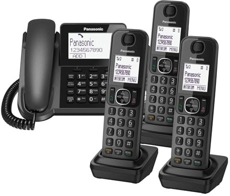 Panasonic KX-TGF324 Corded and Three Cordless Handsets Home office Telephone Kit with Answerphone and Nuisance Call Blocker