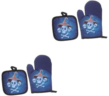 Ciieeo 2 Sätze Ofenhandschuhe Topflappen für die Küche hitzebeständig Backhandschuhe grillhandschuhe Protect Male Halloween hitzebeständiger Fäustling Hitzebeständiger Halloween-Handschuh