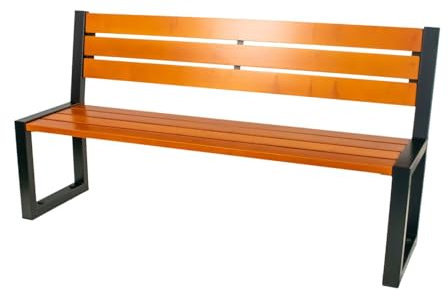 Gartenbank Holtz Stahlbank Garten Outdoor Bank 02004 Bank für Terrassen162x86x44cm Stahlrahmen für 2-3 Personen. Wetterfest. (Teak)